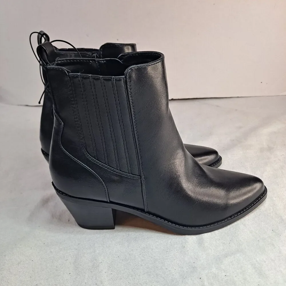Unisa Unzydn-R Women's Ankle Booties Size 7M Pointed Toe Black Faux Leather